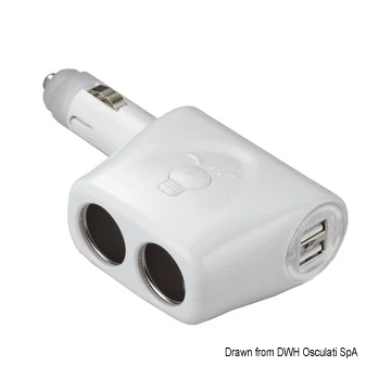 csatlakozó szivargyújtós fehér 12V +USB  EUR