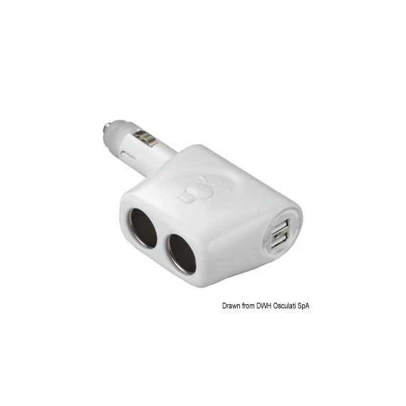 csatlakozó szivargyújtós fehér 12V +USB  EUR