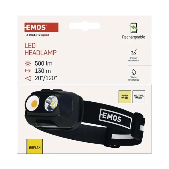 lámpa fejre akkumulátoros COB led 500lumen